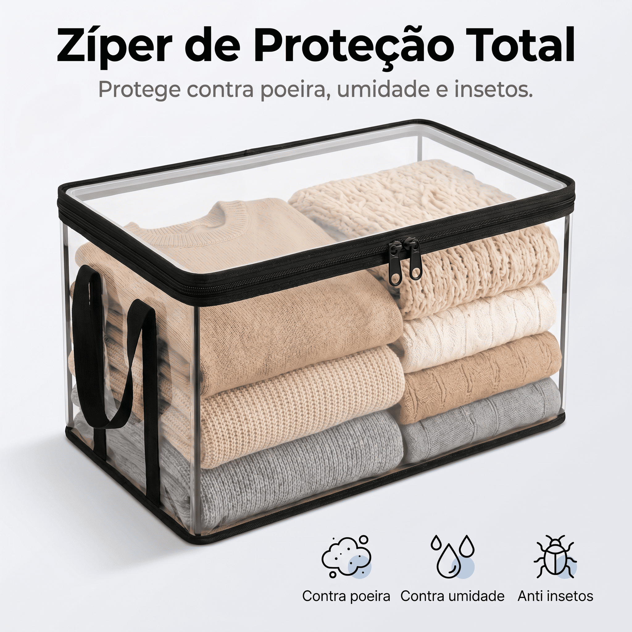 Organizadores transparentes em uso multiuso