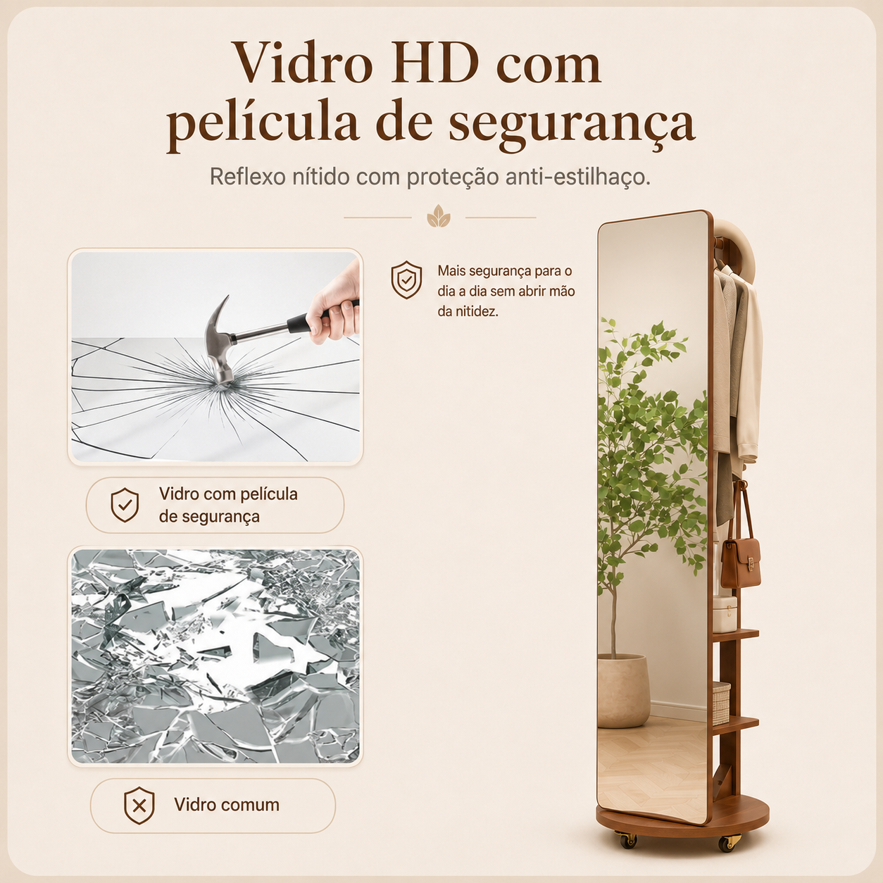 Closet Giratório com Espelho, Arara e Sapateira | 180x75 - Imagem 9