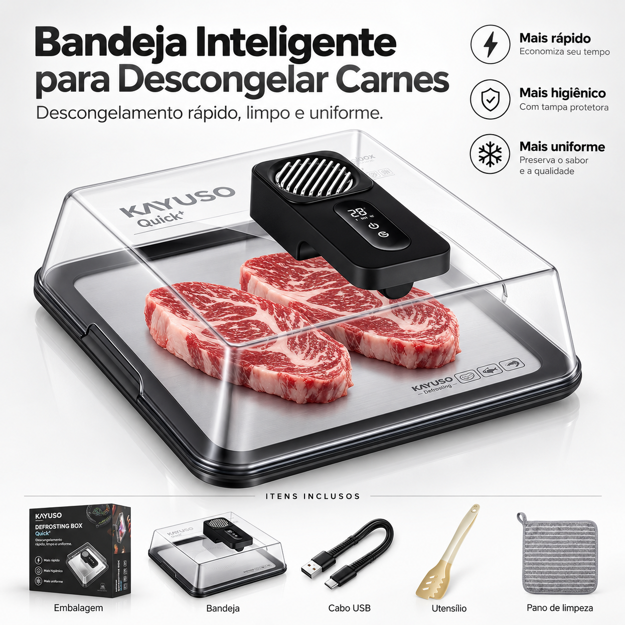 Bandeja Térmica  Inteligente para Descongelar Carnes – 4,2L