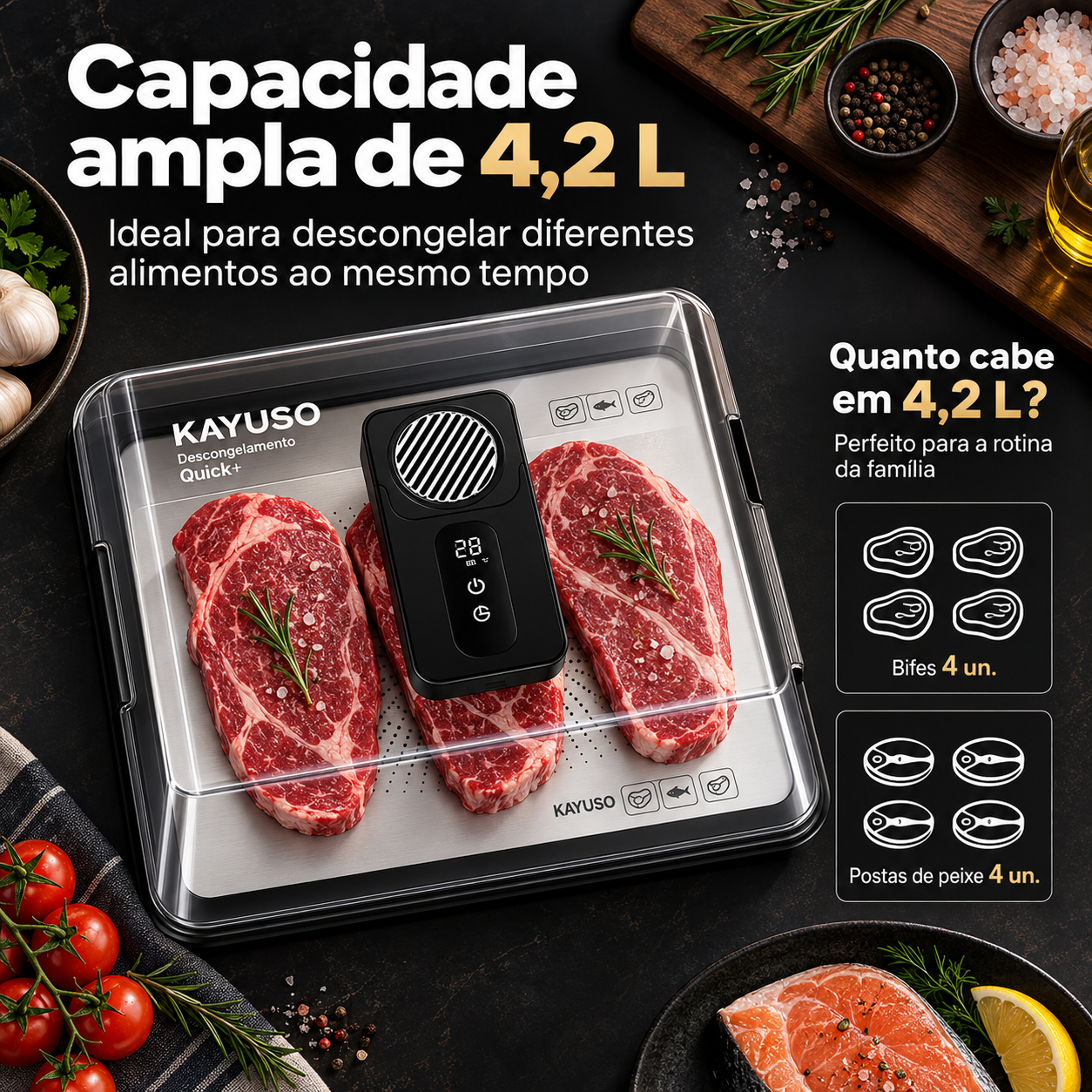 Bandeja Térmica Inteligente para Descongelar Carnes – 4,2L - Imagem 5